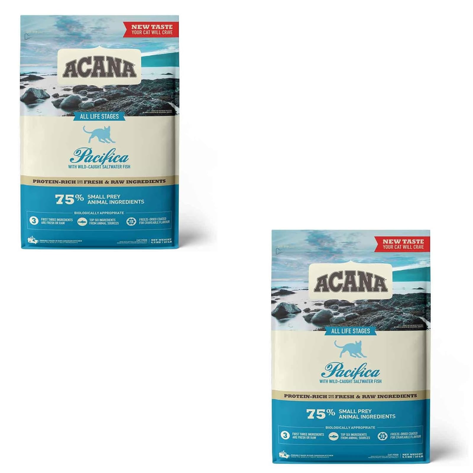Acana Pacifica | Confezione Doppia | 2 x 340 g | Alimento secco per gatti di tutte le razze e in tutte le fasi di vita | Con aringhe, sgombri, platesse, lucci e merluzzi pescati in natura