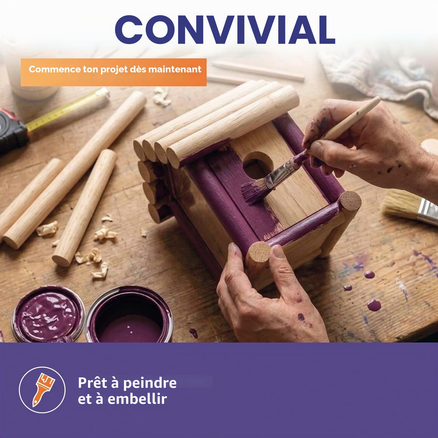 vasalat Lot de 6 bâtons en bois de hêtre lisse - 100 cm x 18 mm - Idéal pour les projets de bricolage