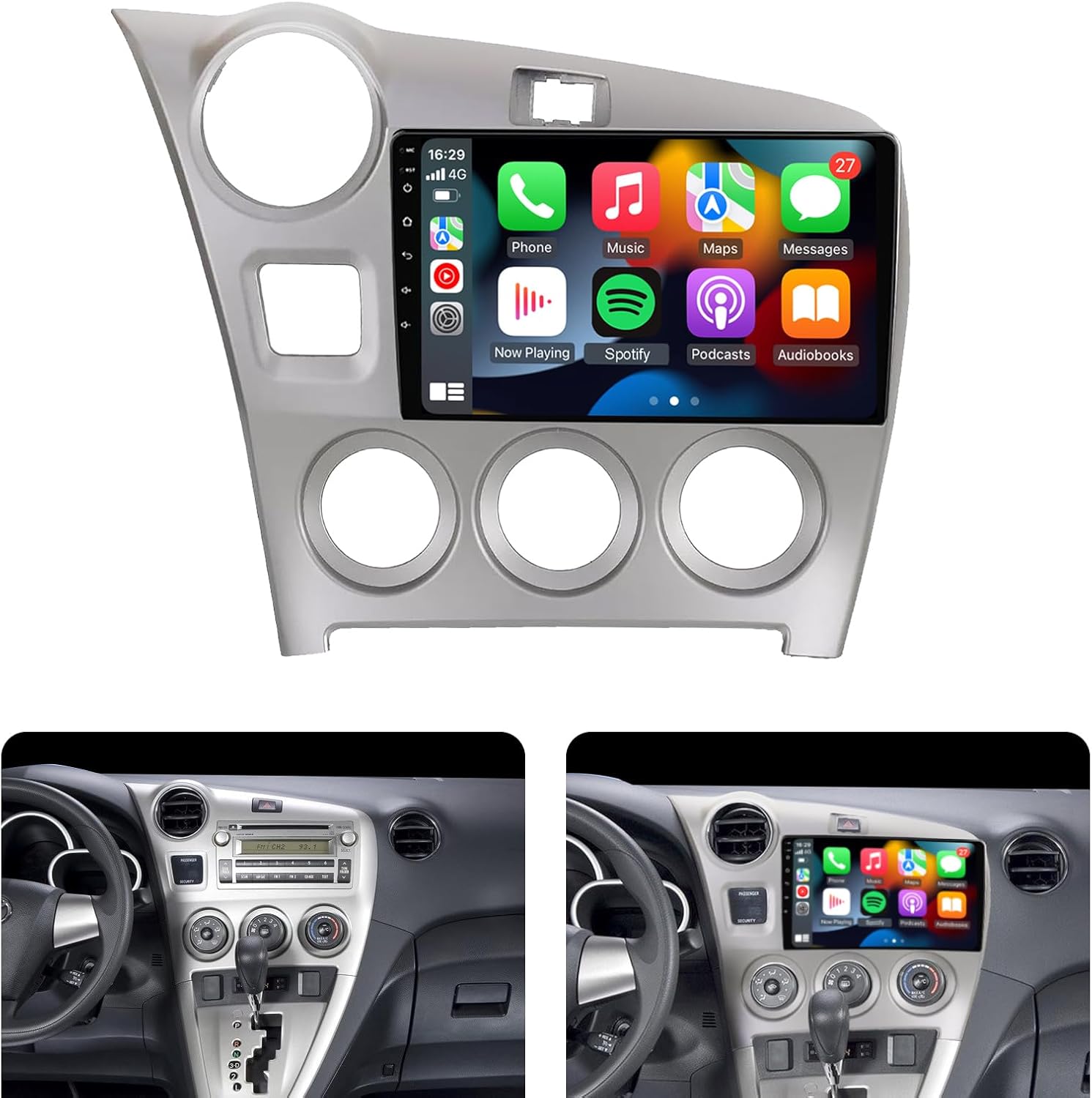 for Toyota-Matrix -2009-2014 Android Radio,Built-in Carplay&Android Auto 2G RAM 32G ROM Android 10.1 Car Radio Stereo Navigation Bluetooth Touch Screen Car Multimedia Radio