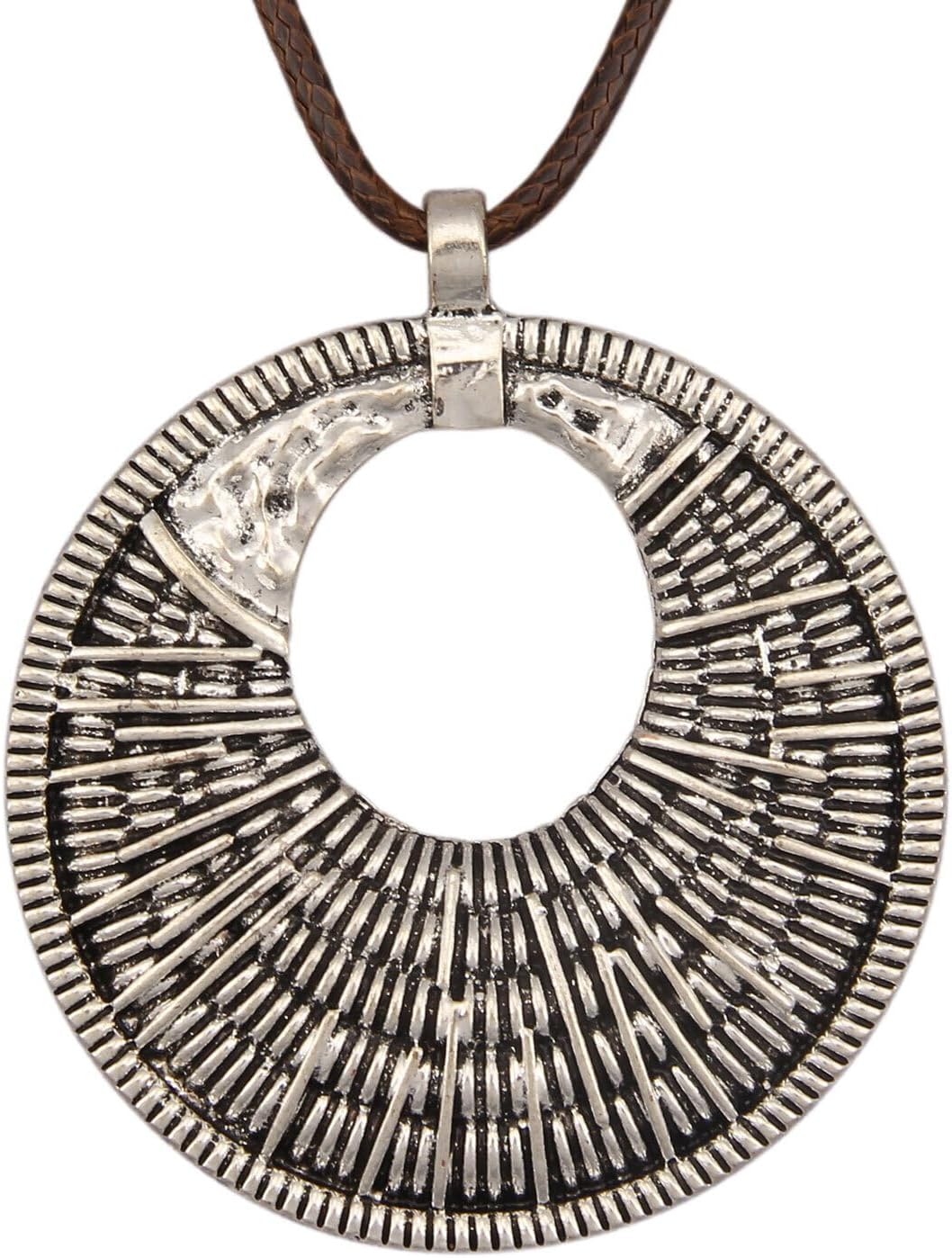 Leather Necklace for Women Chunky Boho Pendant Sweater Necklace