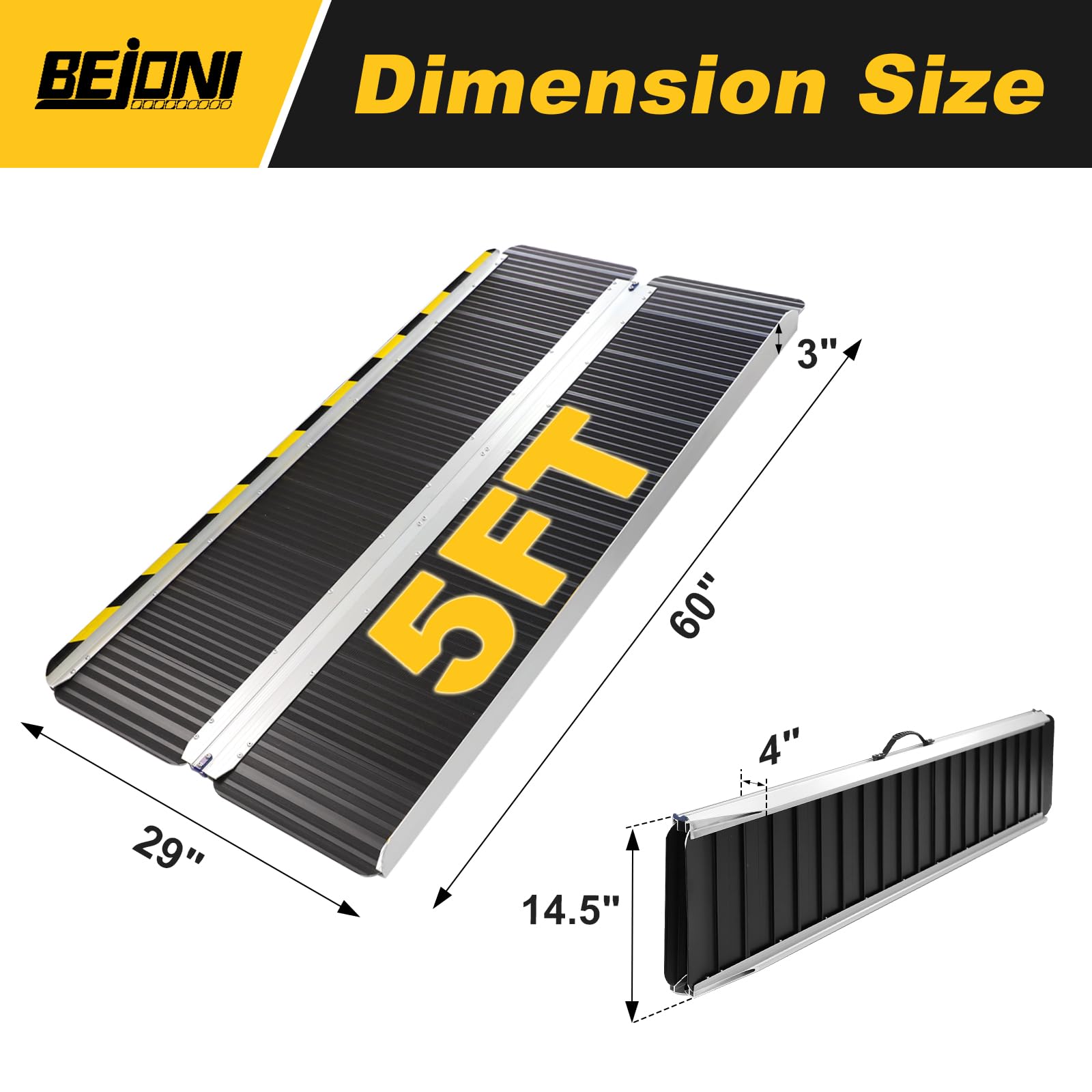 Snapklik.com : 5FT Black Wheelchair Ramp, Folding Non-Slip Portable ...