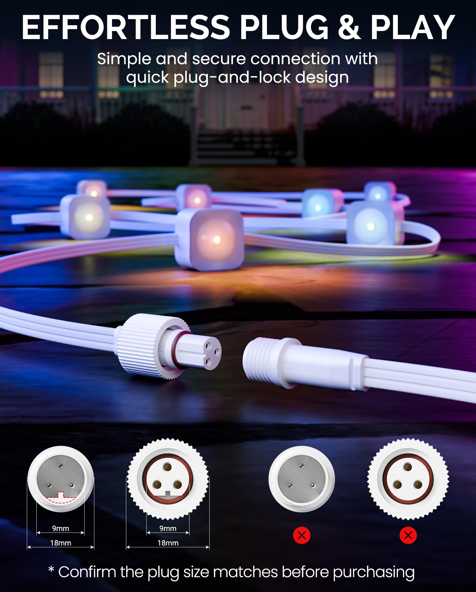 Cable de extensión de 16 pies para Govee serie de luces permanentes para exteriores, cable de extensión impermeable para Govee H705A H705B H705C, H705D H705E H705F, H706A H706B H706C, H805A