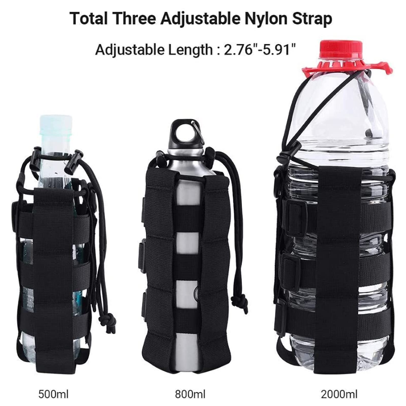 4 Piezas Portabotellas de Agua, Nylon Bolsa Resistente al Agua, Bolsa de Botella de Agua, para Acampar Al Aire Libre Correr Senderismo - 8.3 * 3.9inch