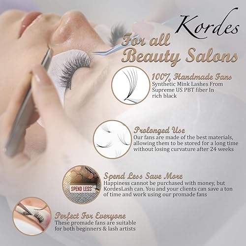Miniatura 3 de 1000 extensiones de pestañas prefabricadas con volumen 5D, rizado C, 1000 abanicos hechos a mano, 0.028 in de grosor (0.354 in) (mezcla de 0.354 in