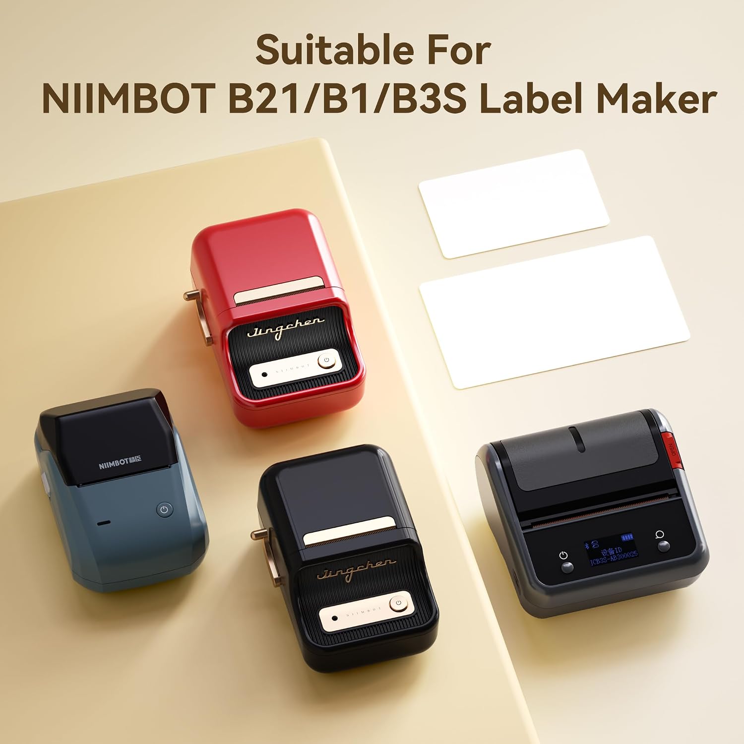NIIMBOT Label Maker Tape White Label Print Paper Compatible for NIIMBOT B3S B21, Thermal Sticker Paper 1.97'' x 1.18'' Waterproof Labeling Tape Replacement 230 Labels/Roll, White