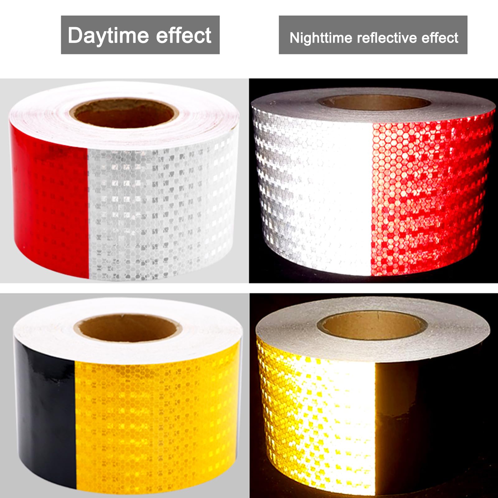Cinta de señalización de peligro, Cinta reflectante de 32,8 pies con rayas verticales, anchos múltiples, multicolor(Red White,20cm)
