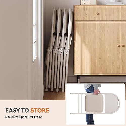 Miniatura 6 de GAOMON Paquete de 4 sillas plegables con cojín acolchado de poliuretano grueso, patas de metal y almohadillas antideslizantes, asiento comercial