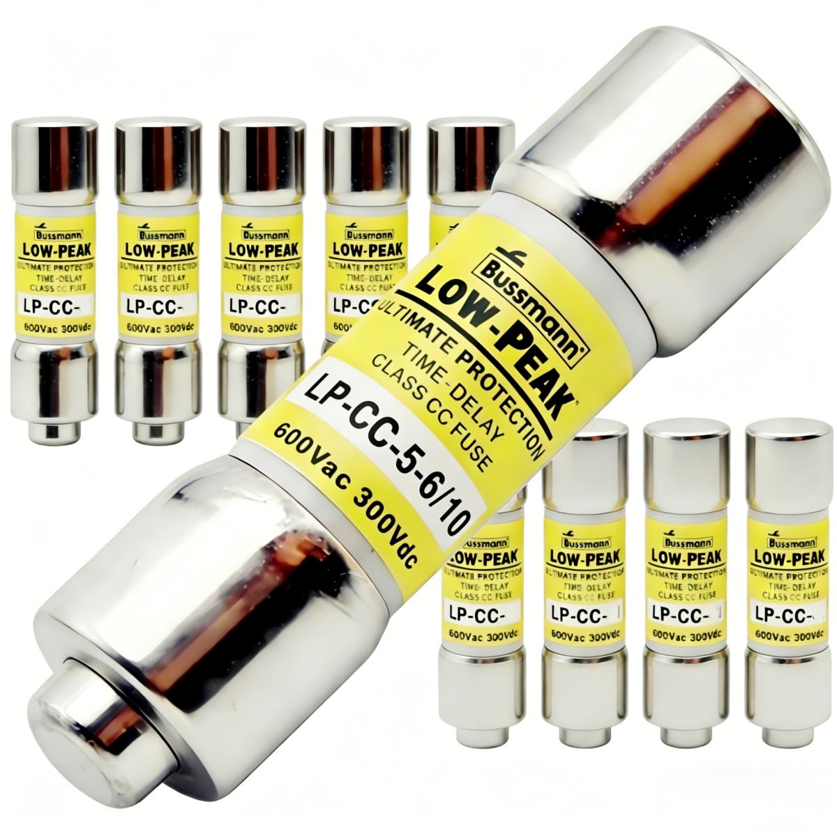 1 Box of 10pcs LP-CC-5-6/10 5.6A 600VAC/300VDC Class CC Time Delay Current Limiting Fuse 10x38mm LPCC5-6/10