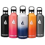 HYDRO CELL Stainless Steel Water Bottle with Straw & 2 Standard Mouth Lids (32oz 24oz 20oz 16oz) Keeps Liquids Hot or Cold w/Double Wall Vacuum Insulated Leak Proof Sport Design (Navy/White 32oz)