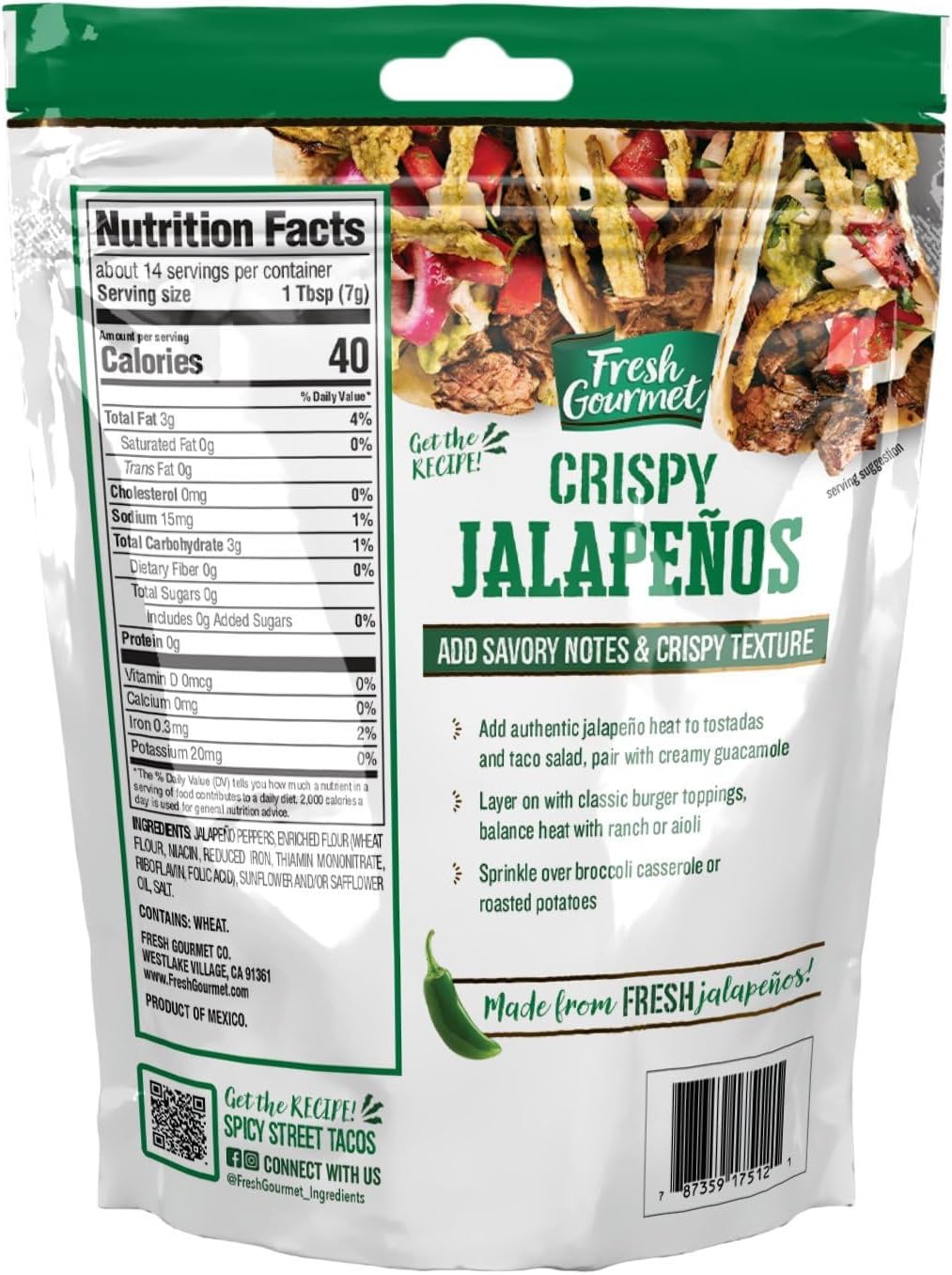 Crispy Lightly Salted Jalapenos | 3.5 Ounce, | Low Carb |