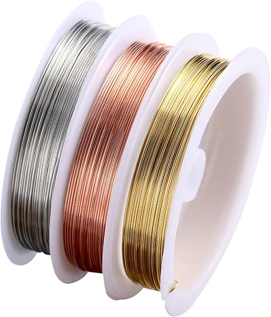 Redamancy Craft Wire, 3 Roll 0.3 mm Copper Wire for Jewellery Making, 15 m/Roll, Jewellery Wire, Copper Wire for DIY Artistic Floral Crafts, Modelling Making and Crafts, Jewellery Making Supplies