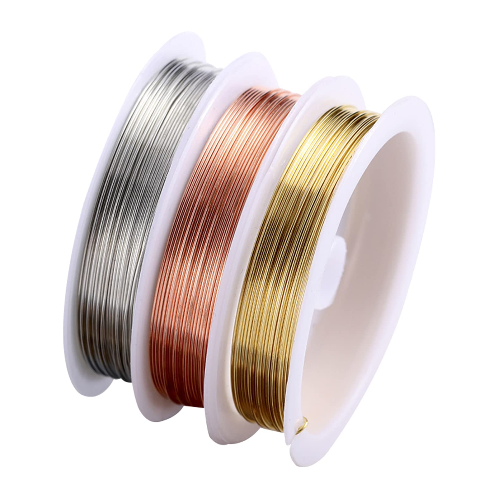 Set Di 3 Rotoli Di Filo Di Rame Per Gioielli – Calibro 22 (0,6 Mm), 3,7 M/rotolo – Colori: Oro, Argento E Rame – Per Perline E Fai Da Te