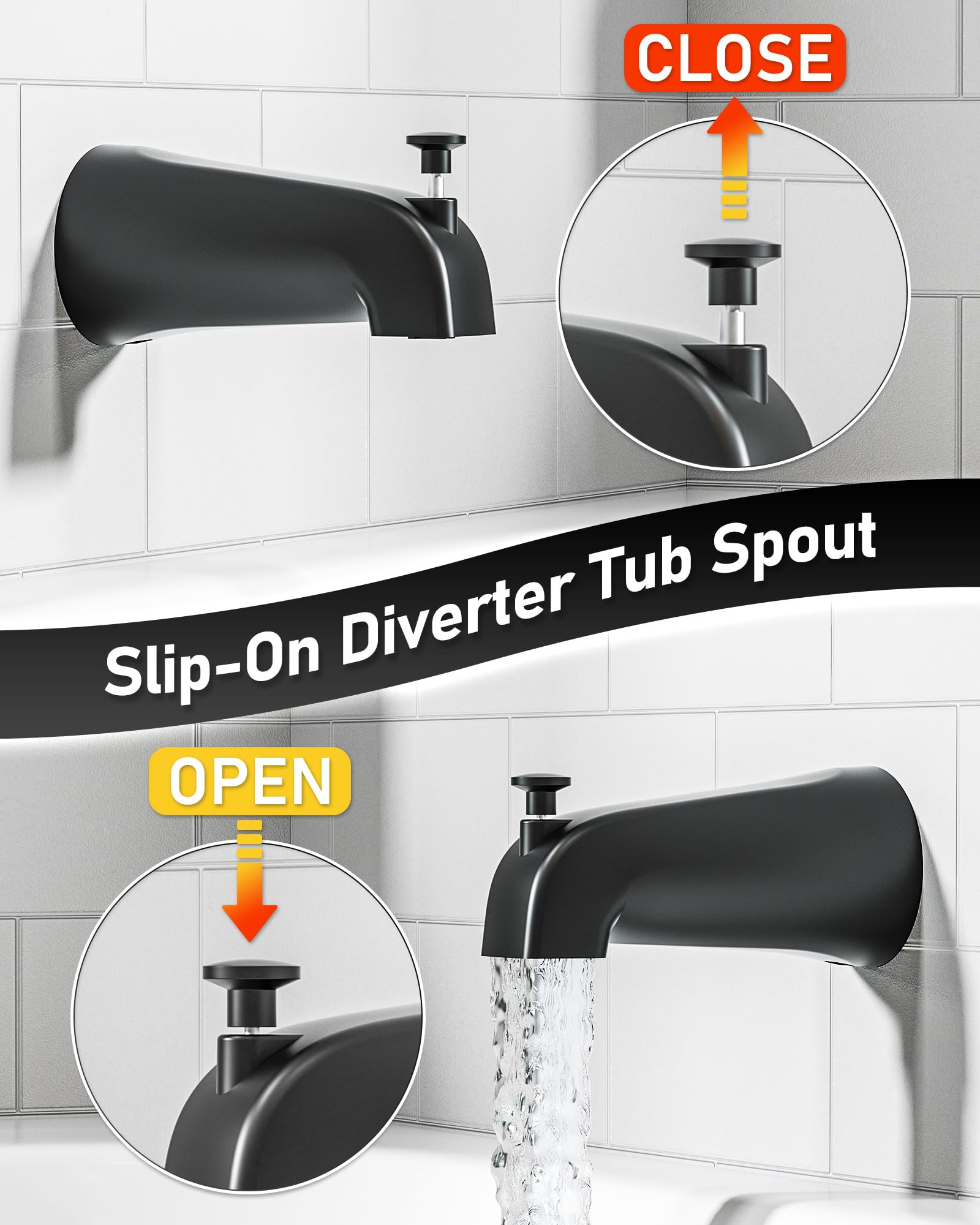 WOWOW Duscharmatur-Set Schwarz-gold – Mit 15 Cm Regenduschkopf & Wannenauslauf