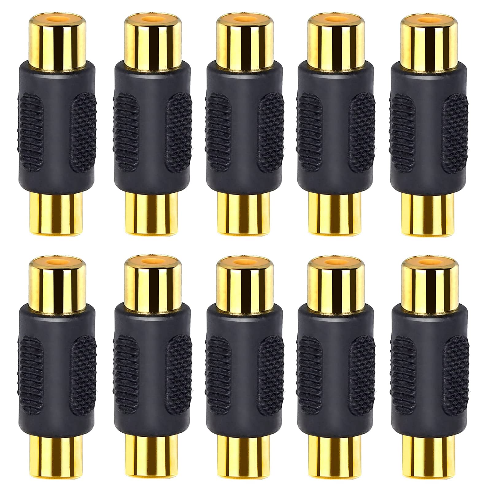 Adaptador RCA hembra a hembra dorado para solucionar cables cortos de televisión y altavoces 8