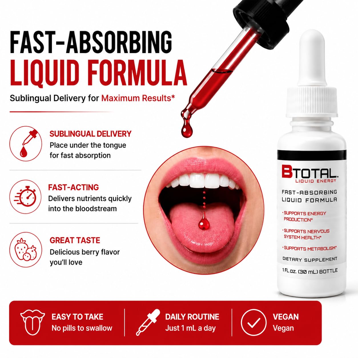 Sublingual Vitamin B Complex Liquid Drops, B12, Berry, 2 Bottles, 2 fl oz Total — Amazon image 5