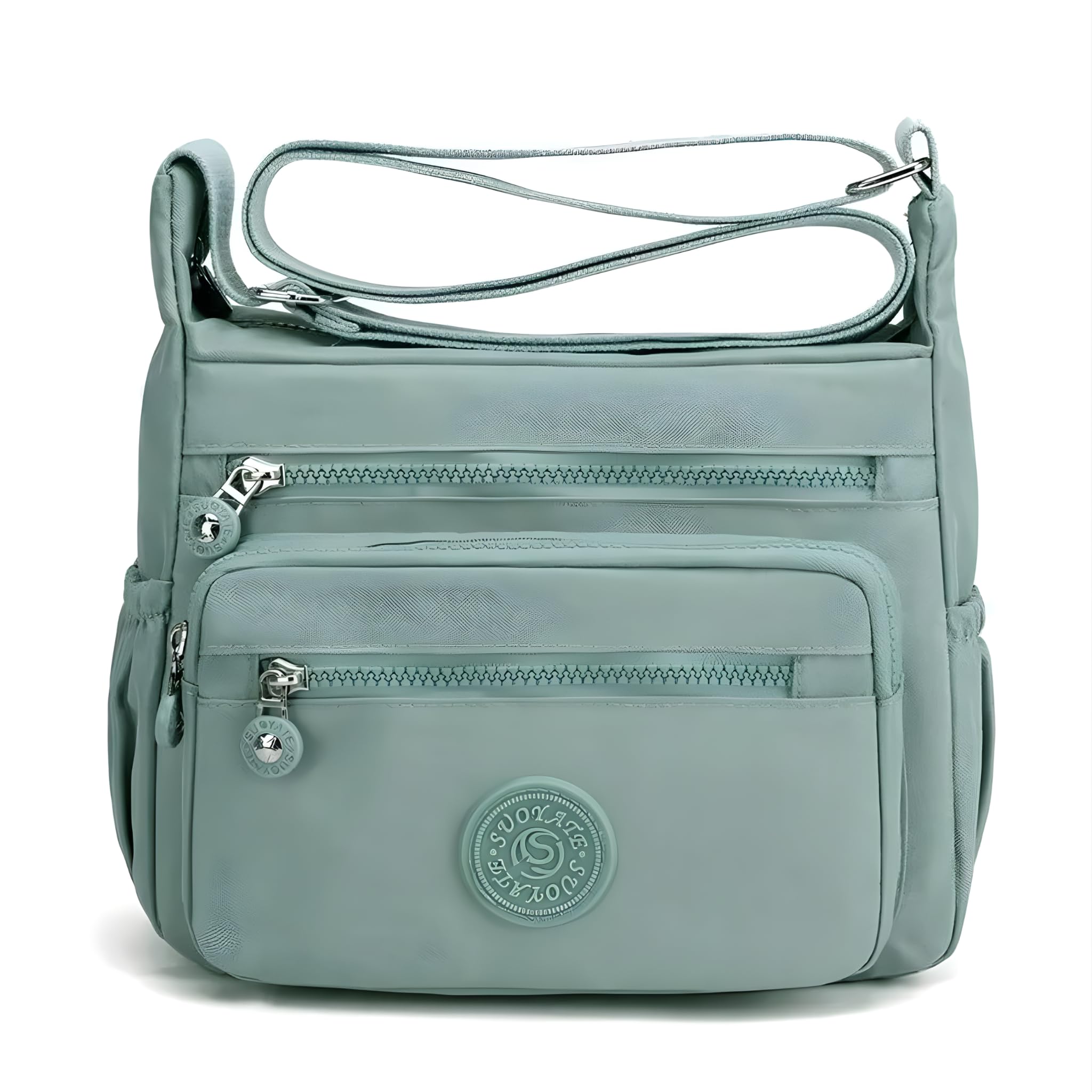 Women’s Crossbody Sling Bag For Everyday Use, Nylon Shoulder Bag with Multiple Zipper Pockets, Adjustable Strap, Water Resistant Handbag for Travel, Shopping, College