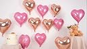AMFIN (Pack of 20) 18 Inch Heart Foil Balloons - Rose Gold & Light Pink gallery image