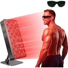 Red Light Panel with 60 Pcs High-Intensity LEDs, 660 Red Light & 850 Near-Infrared Lamp Panel for Full Body, Integrated Control, Adjustable Stand for Home Office & Gym Black-60LEDs