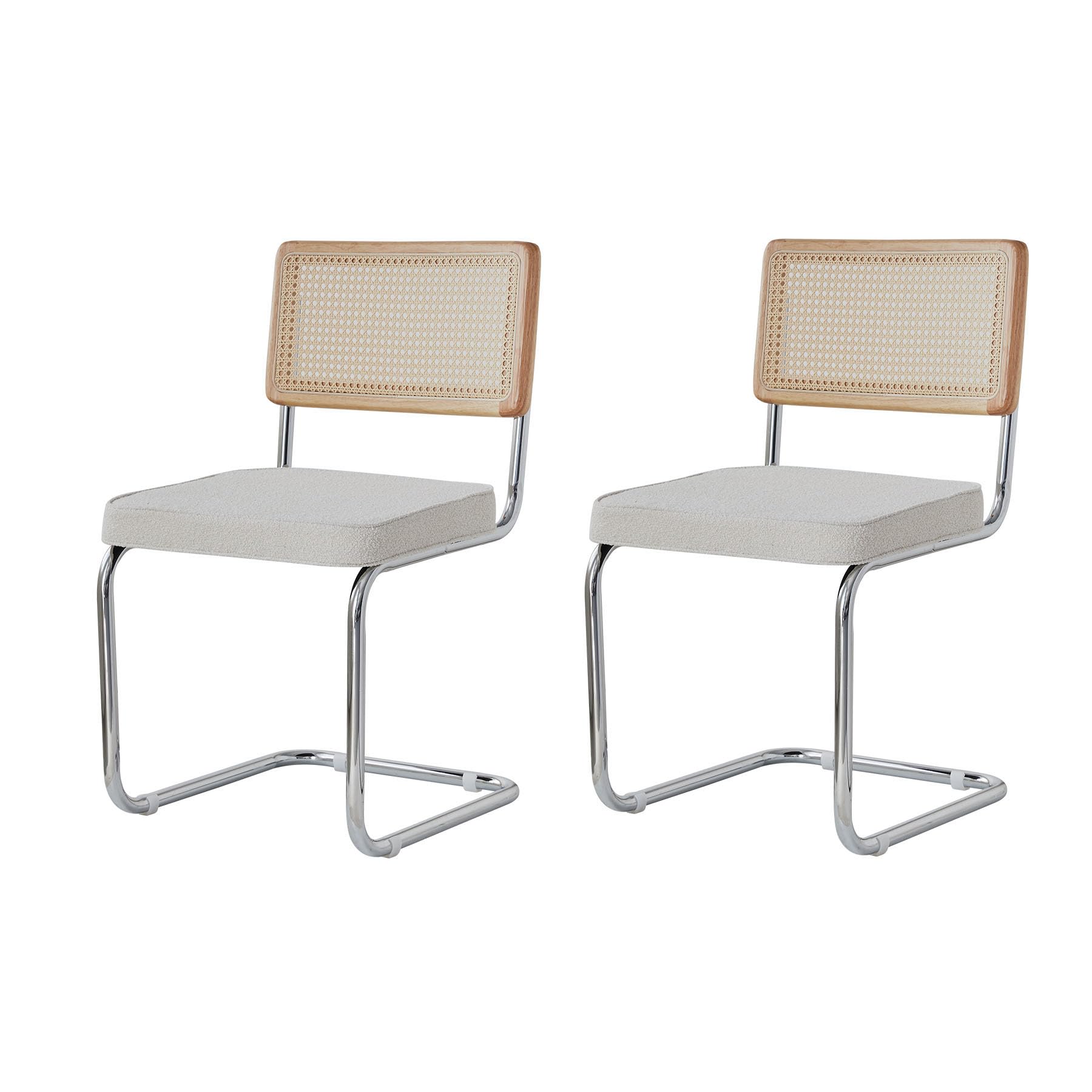 Chaise en velours salle à manger lot de 4 pieds métal chromé dossier rotin bois massif