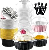 Jogoico Mini Loaf Cake Cases 60PCS Mini Loaf Tins with Lids Spoons 150ml - 1