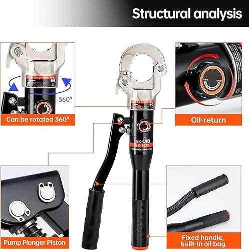 Vista 5 de IBOSAD Hydraulic Copper Pipe Tube Fittings Crimping Tool with1/2,3/4,1" Dies for Copper Pipe and F877 Stainless PEX Press
