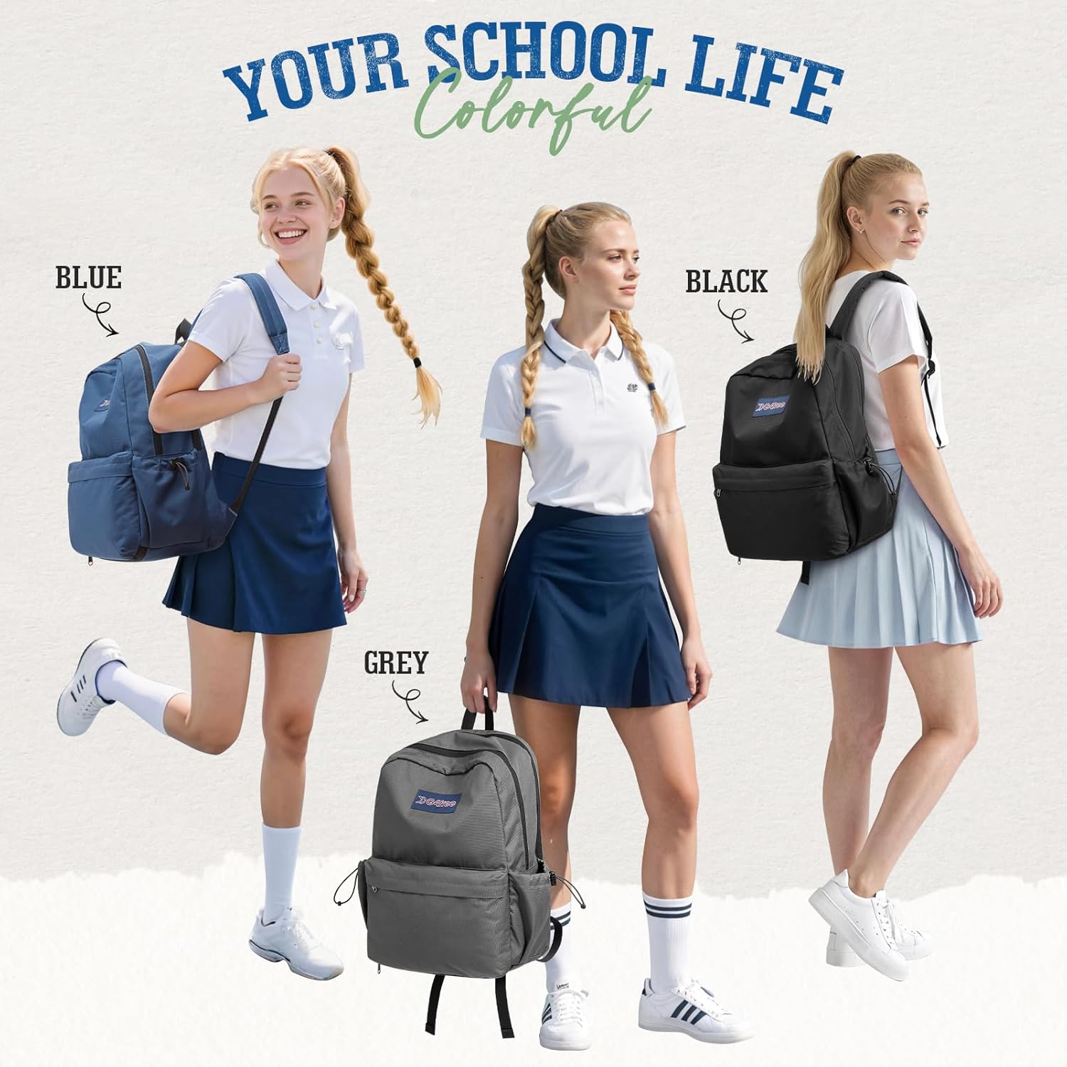 G4Free School Backpack, Lightweight Bookbag with Laptop Compartment, Multiple Pockets Backpack for College Sport Travel-Black - Image 7