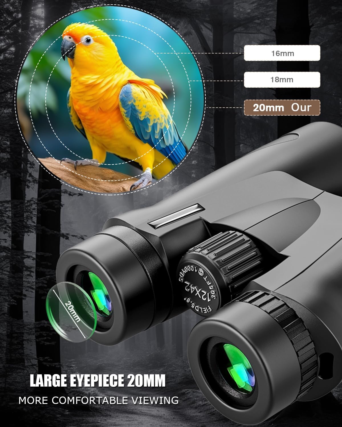 Powerful 12x42 Youth Binoculars for Adults high Powered Hunting Birding Travel Theater Astronomy Bird Watching Opera geo Safari Marine Birdwatching