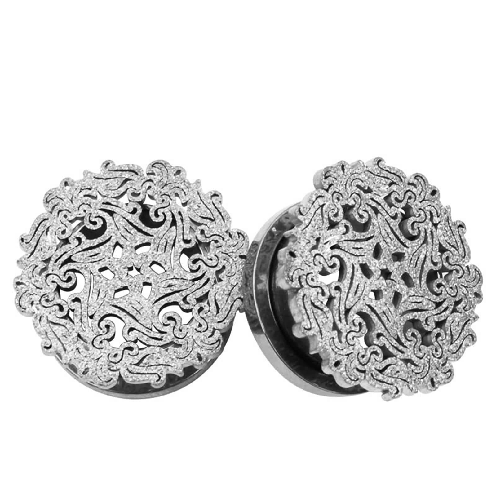 Daesar Ohr Tunnel Set, Plugs 6-16MM Edelstahl Schneeflocke mit Schraubverschluss Ohrringe Piercing Tunnel Plug