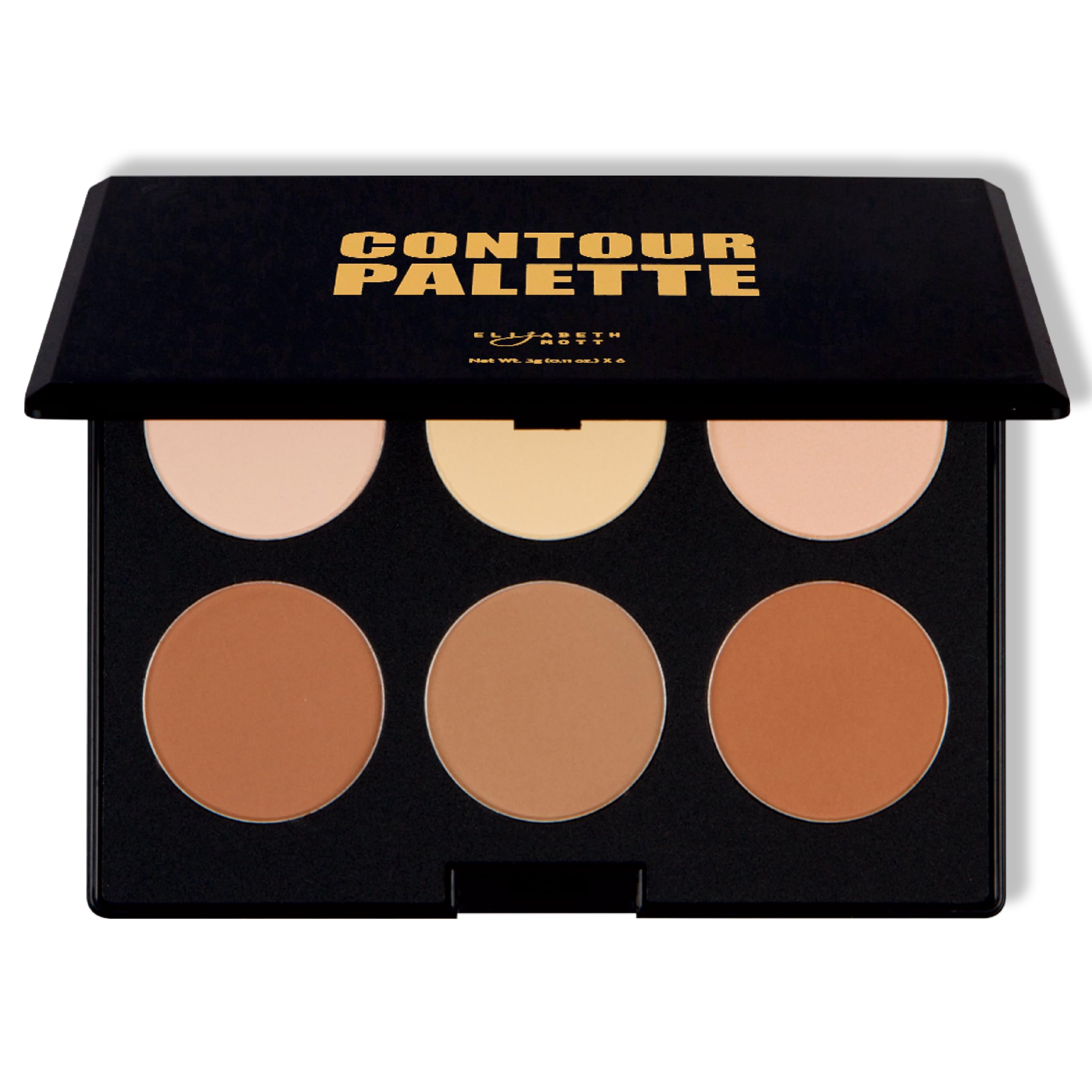 Elizabeth Mott Bronzer Contour Palette with Highlighting Powder – 6 Blendable Shades for Natural Glow – Long-Lasting, Lightweight, Cruelty-Free & Paraben-Free Makeup Contouring Kit for All Skin Tones