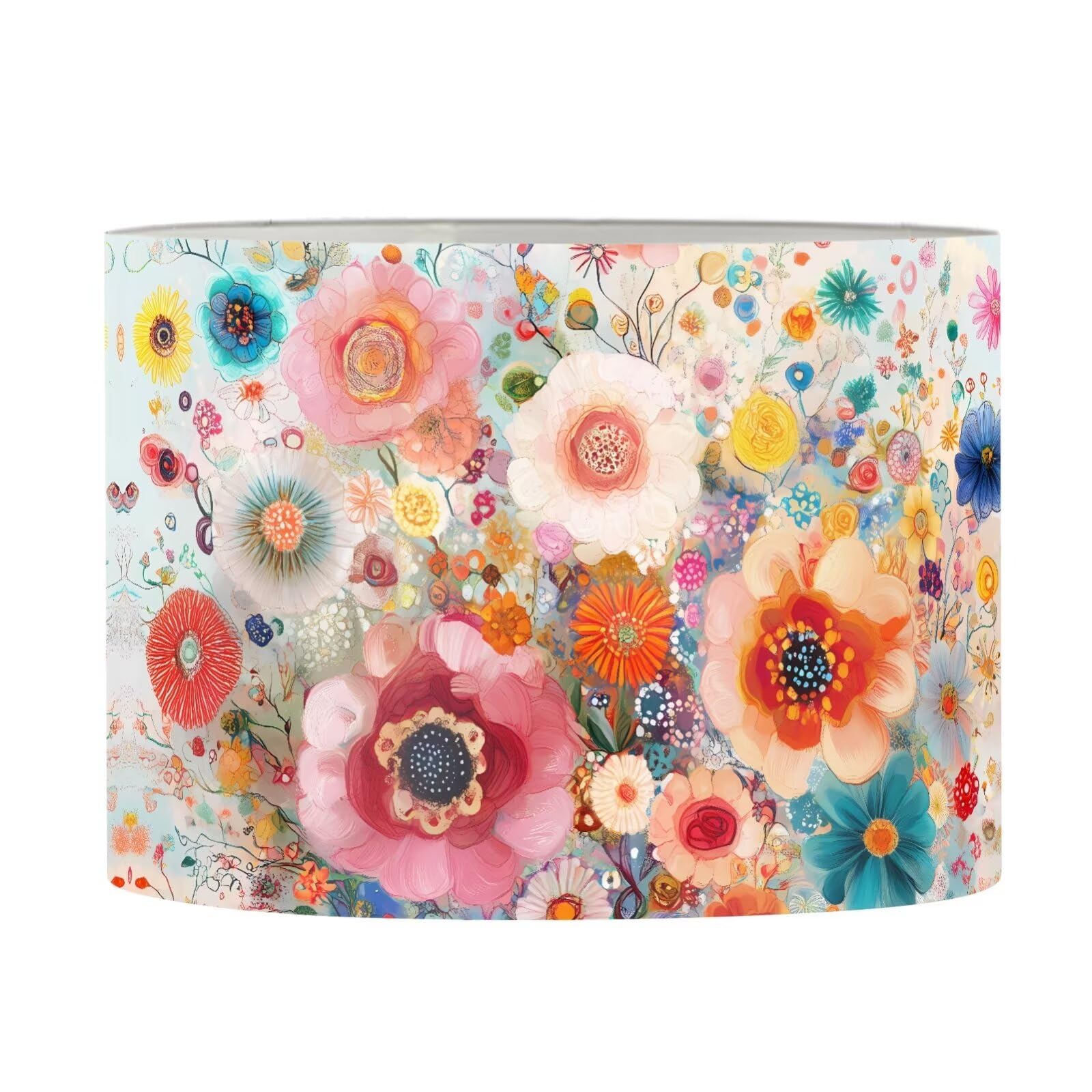 FANCOSAN Floral Lamp Shade Cover Spider Design Drum Lampshades for Living Room Bedroom Study Dorm Desk Table Nightstand Lampshade Home Decor L