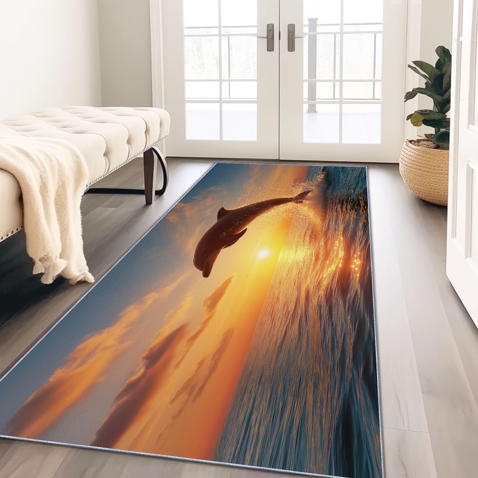 Tapis de passage dauphin 60x240 cm multicolore lavable pour couloir