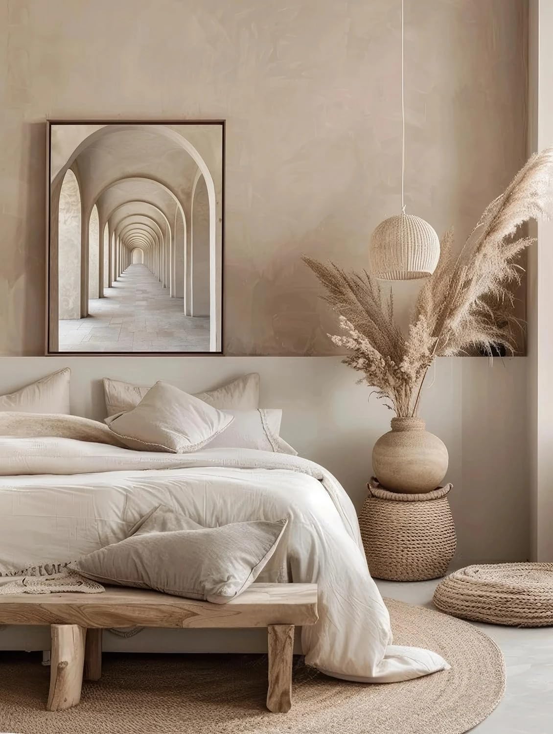 LTjiajuypd Canvas Prints Poster Beige Neutral Architecture Art Print, Home Decor Wall Minimalist Calming Zen Muted Decoration(40x55cm)