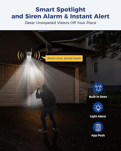 Miniatura 5 de Cámaras de seguridad solar de 4MP inalámbricas para exteriores, 100% sin cables, cámara alimentada por batería, vista de 360, detección de
