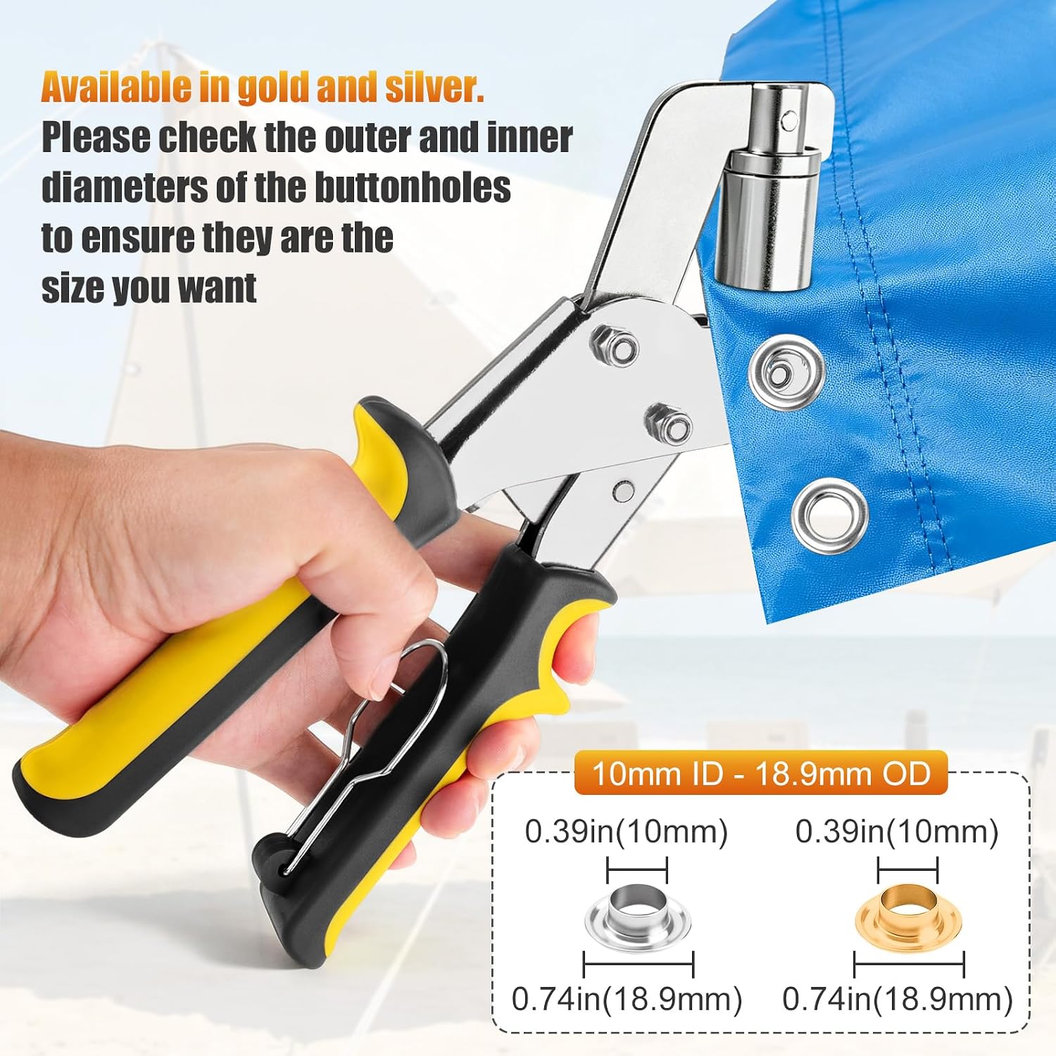 500 Pcs Grommet Tool Kit with 3/8 Inch 10mm ID Grommets, Gold & Silver