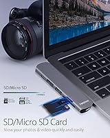 Vista 13 de Hub USB C para MacBook Pro, adaptador multipuerto USB C a 4K HDMI 7 en 2, puerto Thunderbolt PD, puertos USB 3.0, lector de tarjetas SD/TF