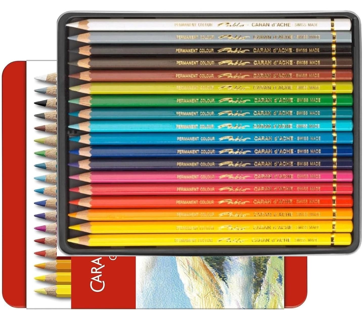 Caran d'Ache - PABLO. 18 crayons de couleurs permanents Artistes 2 carte