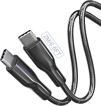 Metal Braided USB-C to USB-C Cable 6.6ft, 60W PD Fast Charging & Data Sync, Cat & Dog Chew Proof Charger Cord, Tangle-Free Indestructible Charger Cord for iPhone17/16/15,GalaxyS24,Pixel,MacBook,iPad