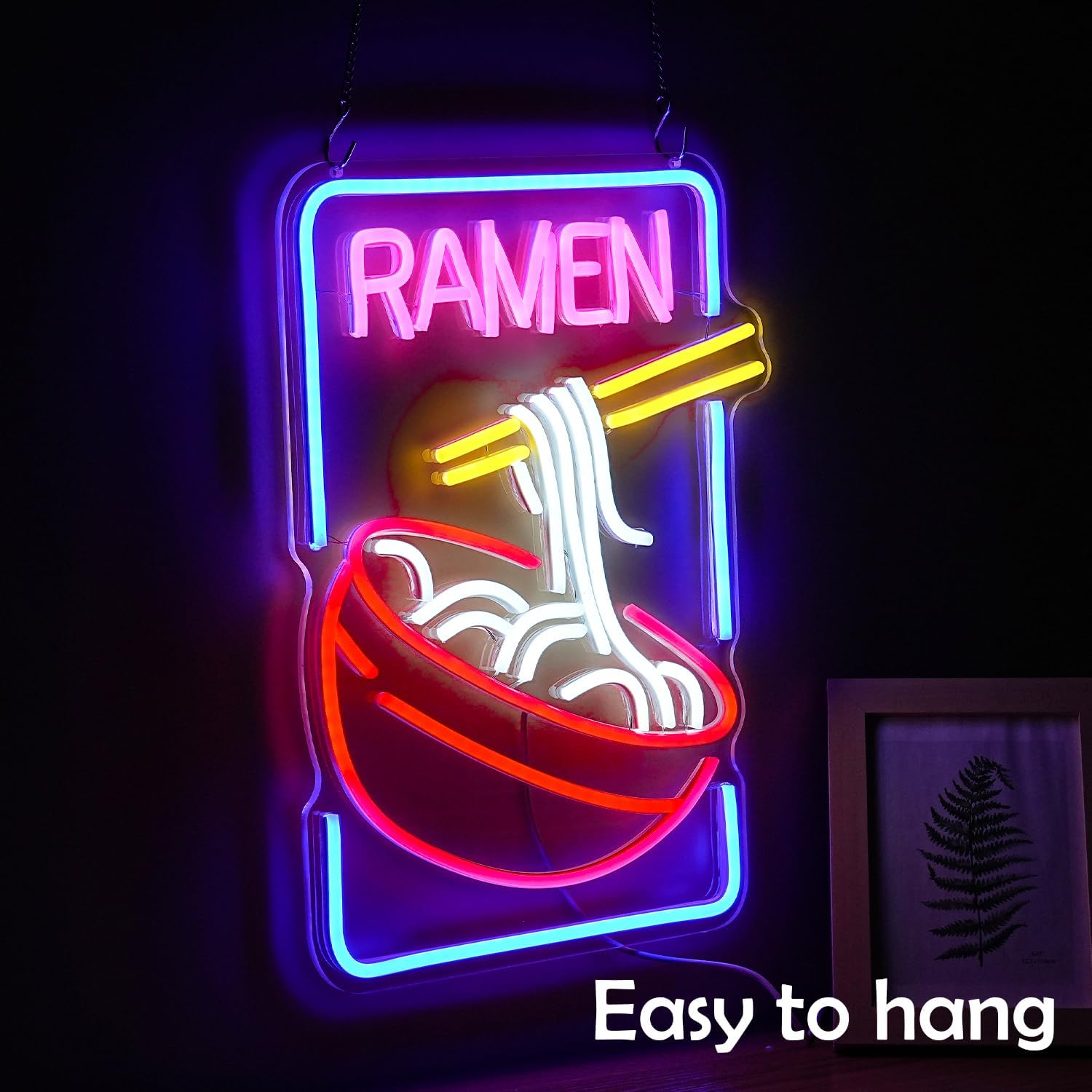 Ramen Neon Sign Noodle Led Neon Lights for Wall Decor Neon Ramen Light up Sign Powered by USB Multi colored Neon Lights for Restaurant Ramen Shop Window（16.5’’X12’’） - Image 3