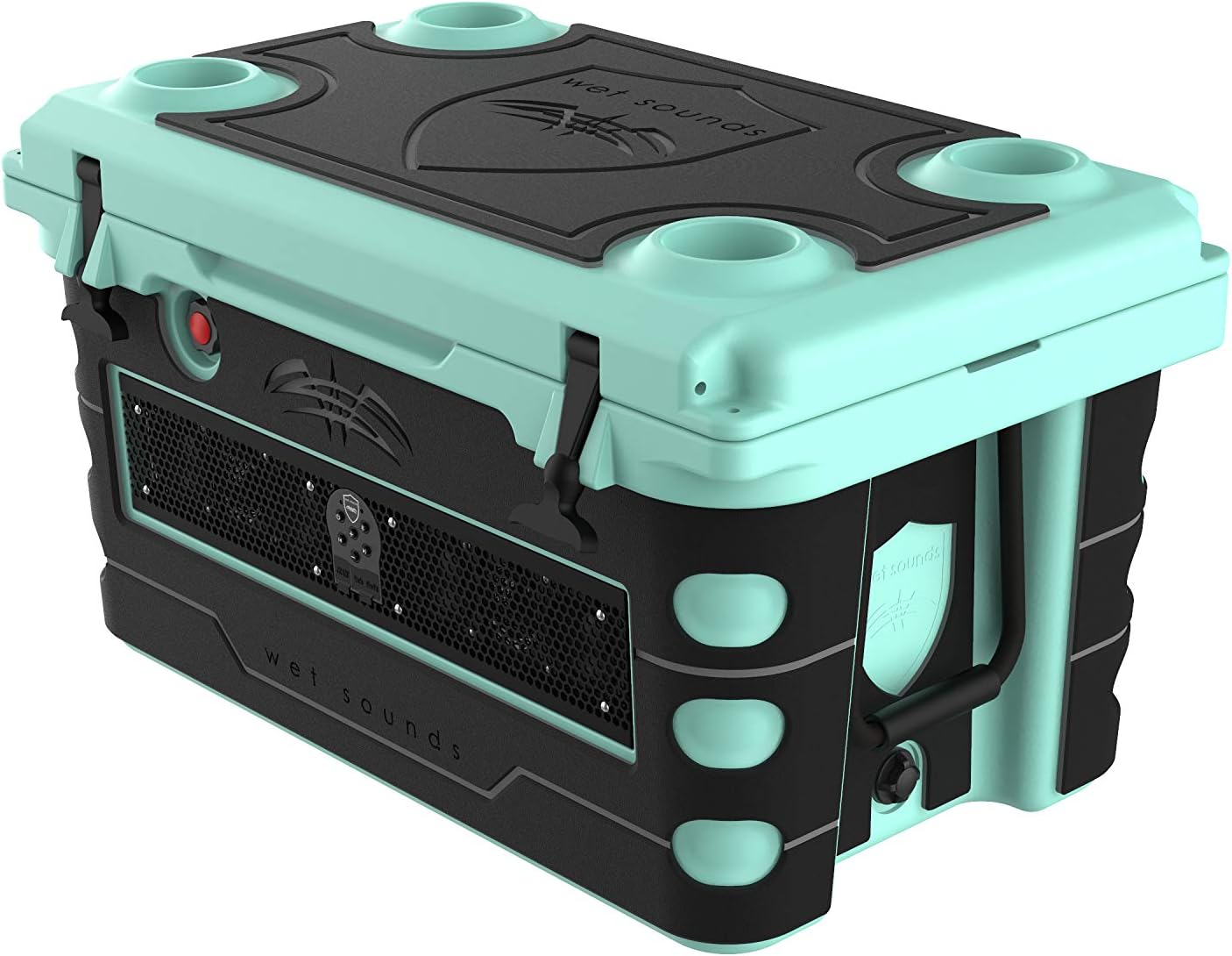 Wet Sounds Stealth SHIVR-55-SFM Seafoam High Output Audio Cooler Speaker System + Full Gator Step Kit - Black Over Gray