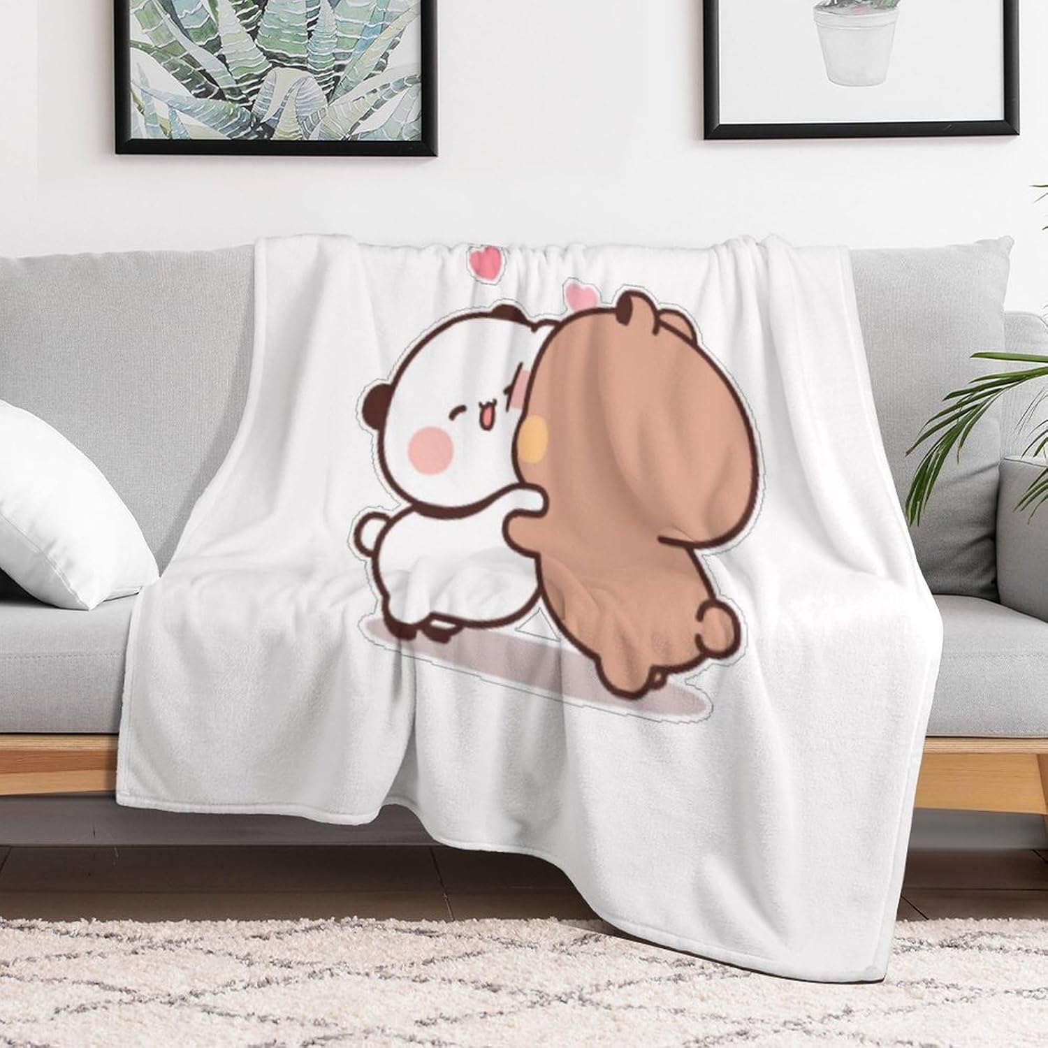 Panda Bear Bubu and Dudu 18 New Flannel Plush Throw Sofa Blankets Bed Fit Couch Living Room Blanket 50x60 Inch