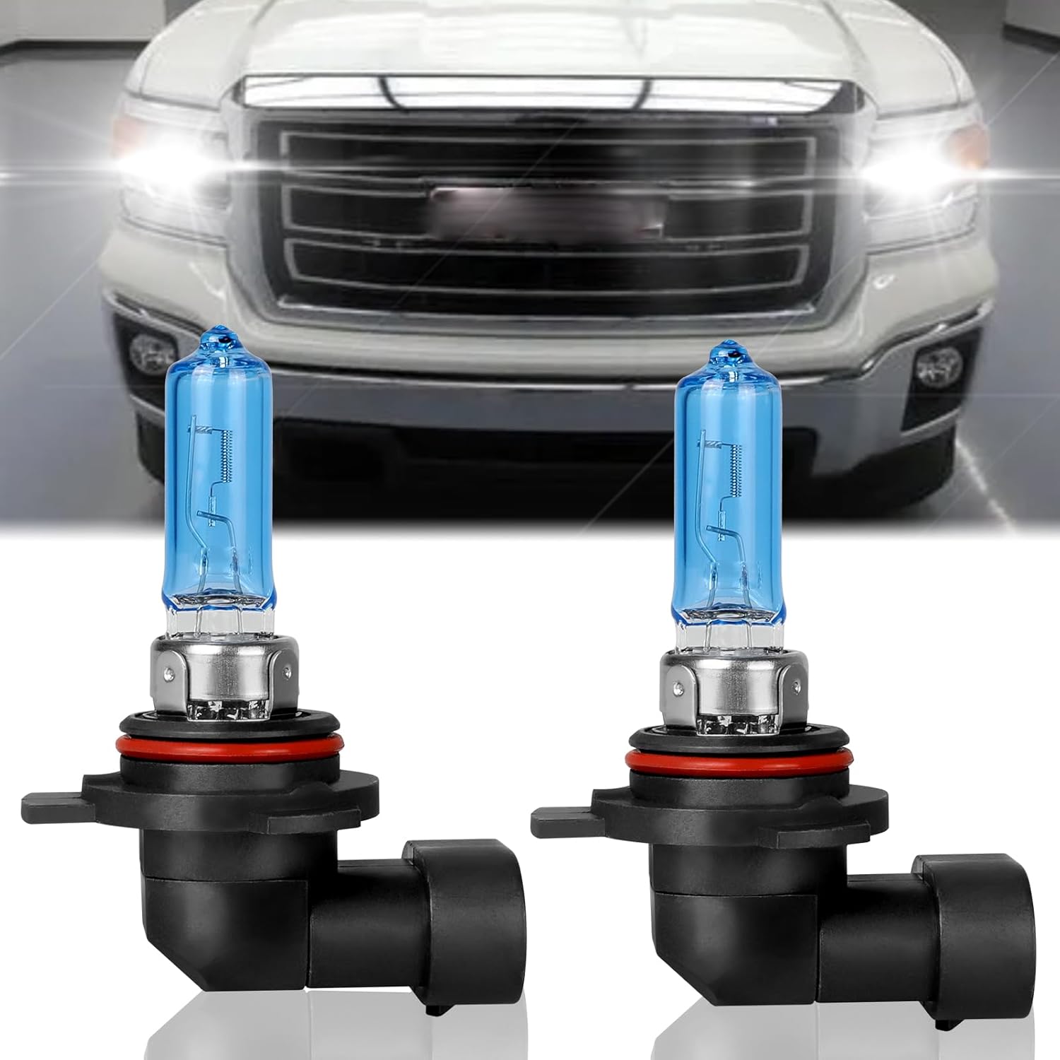 Fit for GMC Sierra 1500 2014-2015 High Performance Halogen Headlight Bulbs,9012 High Low Beam Headlamp Replacement Bulbs Kit, Plug and Play,Pack of 2