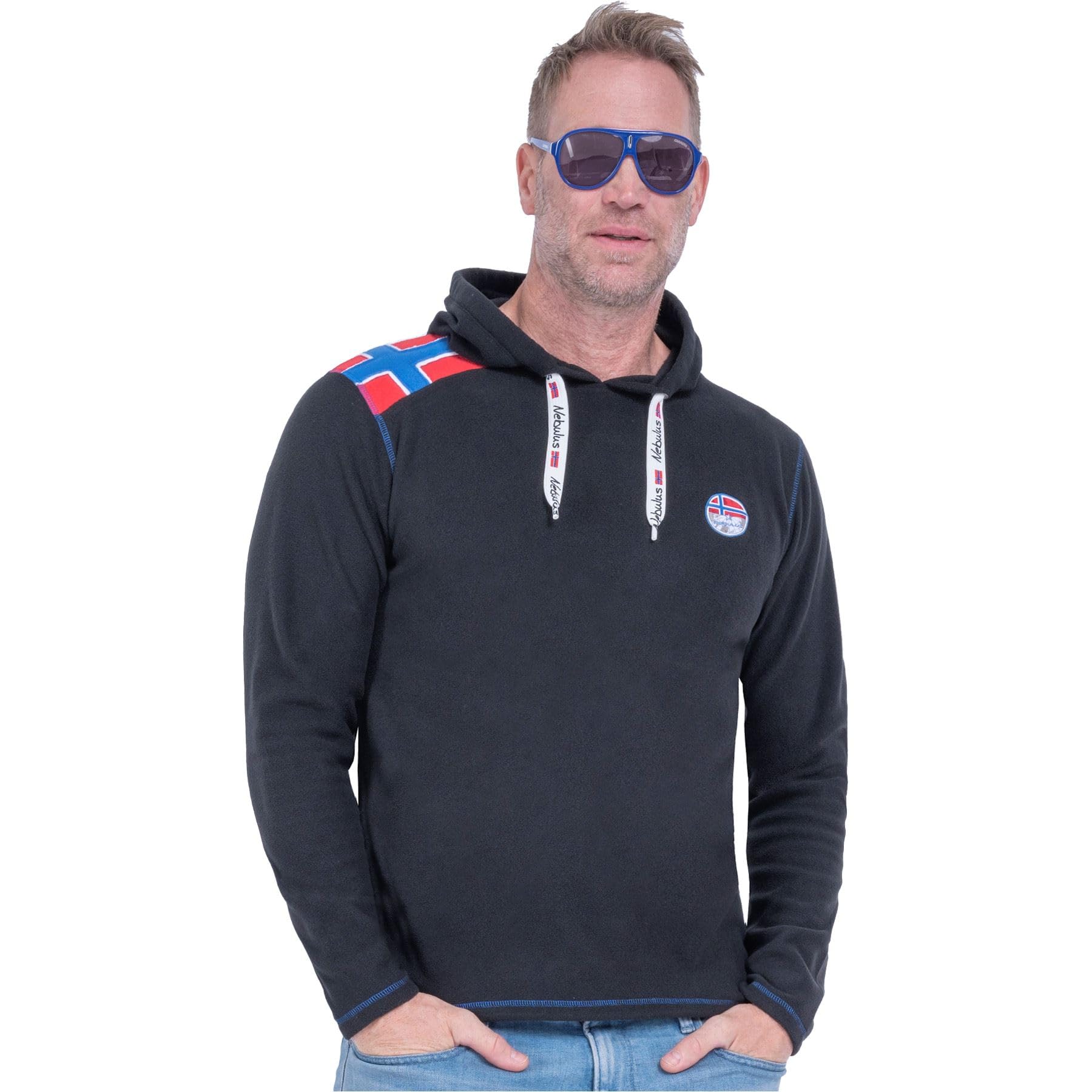 Nebulus Felpa con cappuccio da uomo in pile File, elegante maglione, cappuccio con coulisse
