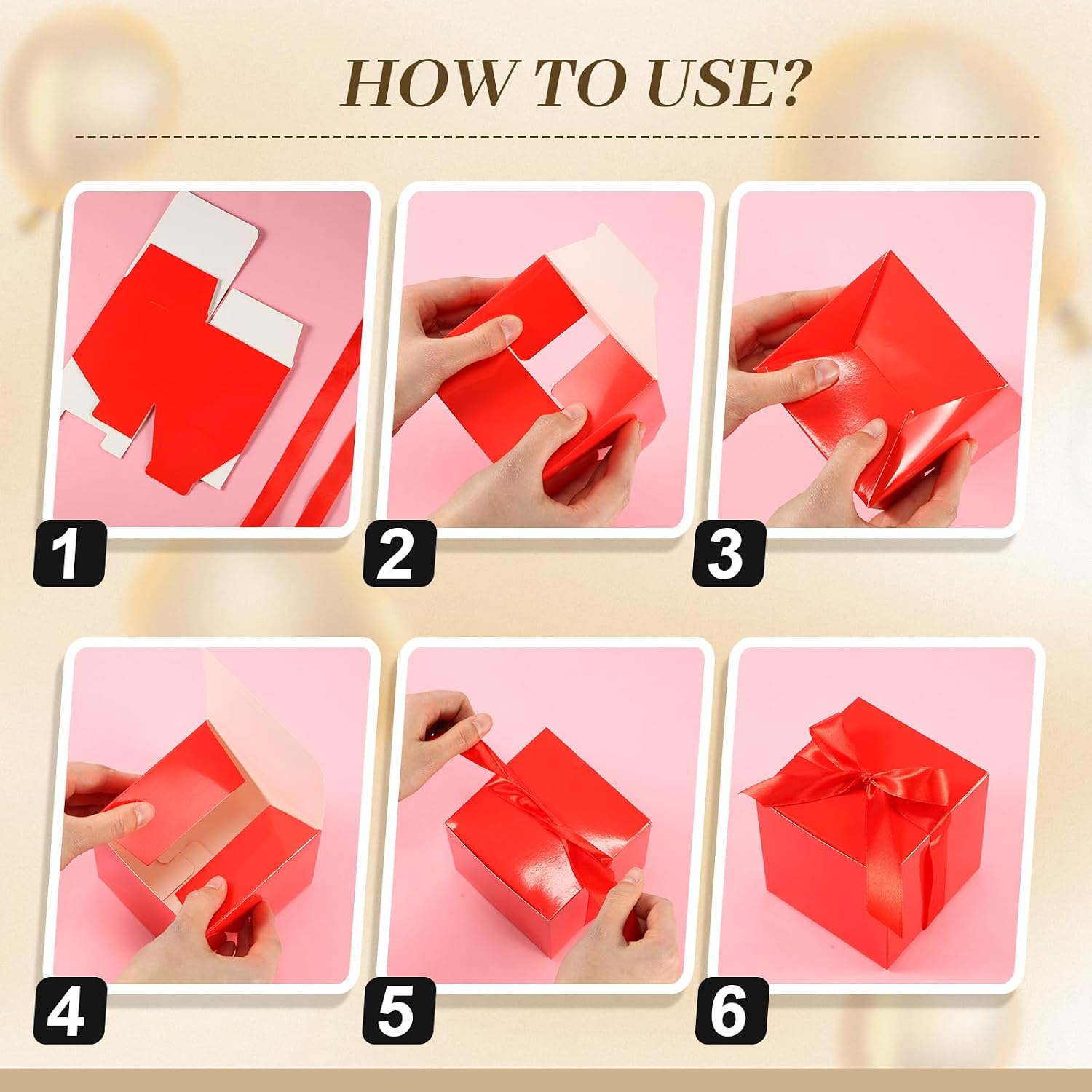 MotiMind 48 Pcs Wedding Gift Boxes with Lids Ribbon,Red,2 Inch image 3