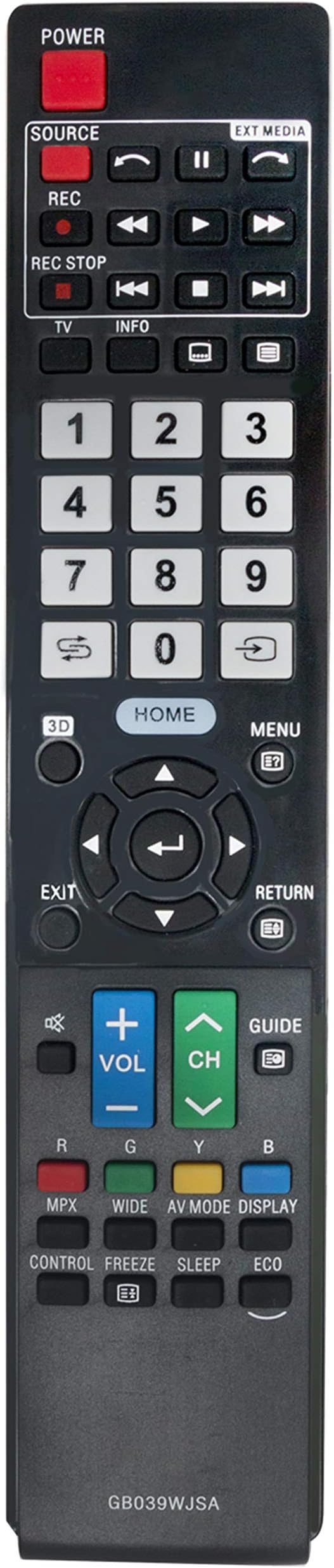GB039WJSA RRMCGB039WJSA Replace Remote Control Compatible with Sharp Aquos TV LC-80LE940X LC-52LE840X LC-46LE840X LC-60LE940X LC-60 LE640X LC-90 LE740X LC46LE840X LC52LE840X LC60LE640X LC60LE940X