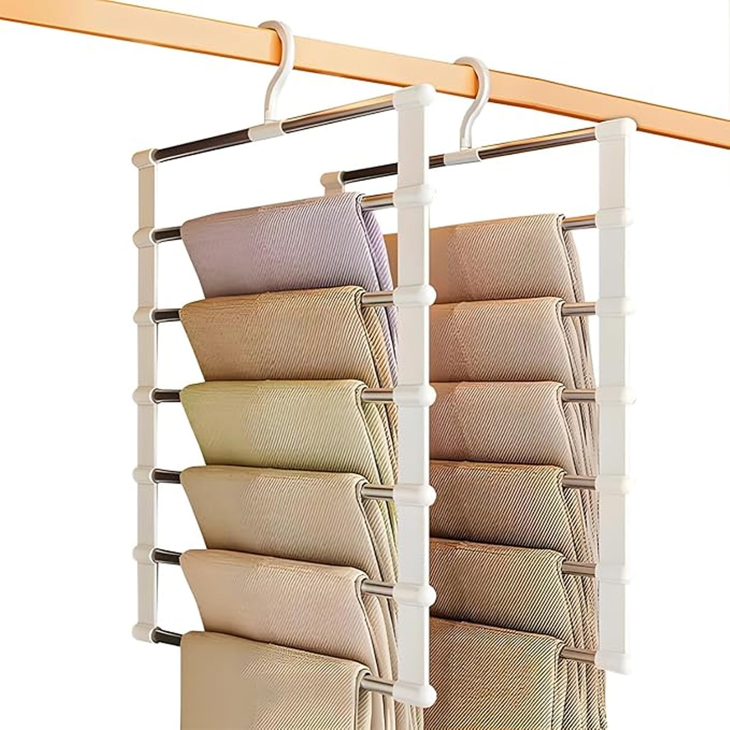 Perchas de metal y plástico Avilia con 6 barras organizadoras para pantalones y camisas