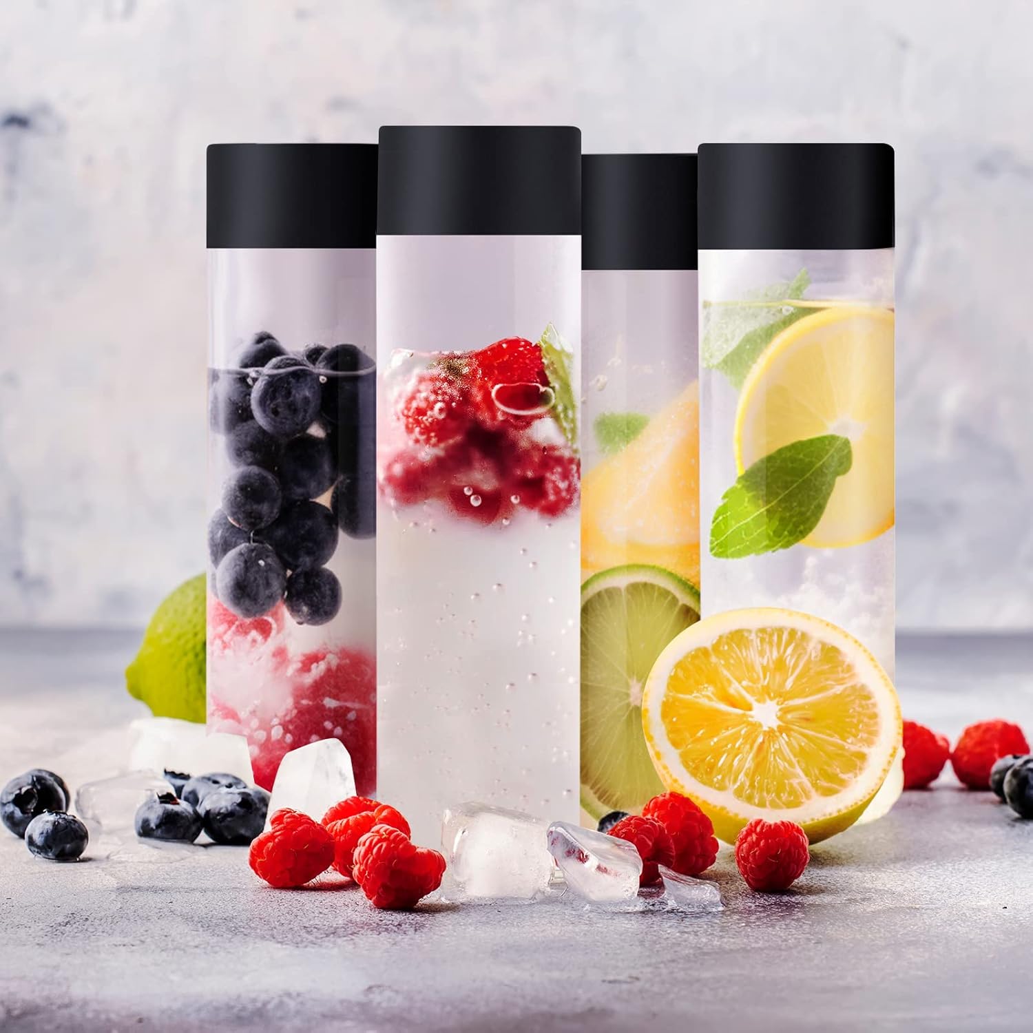 Tanlade 24 Pcs Clear Plastic Bottles Empty Sensory Bottles with Caps PET Plastic Juice Reusable Leakproof Drink Container Bulk for Juice Milk (12 Oz/ 350 ml,Black Lid) - Image 6