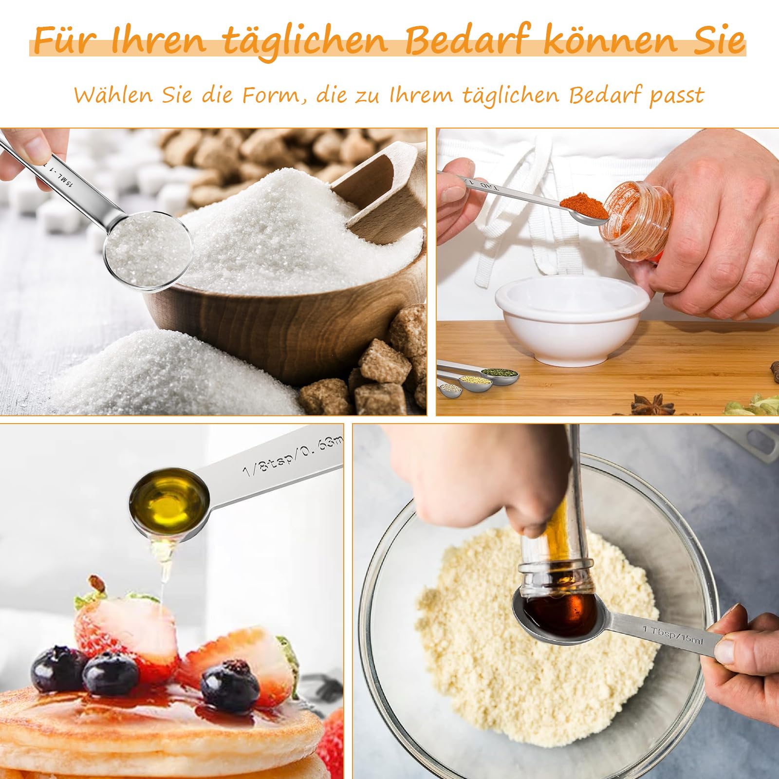 Set De Cuillères Doseuses En Acier Inoxydable - Set De 6 Cuillères