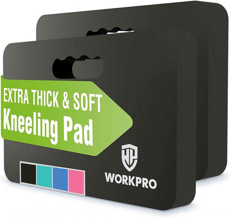 WORKPRO Extra Thick Kneeling Pad, 2 Pack, 17.5 x 11 x 1.5 in, Black | Soft NBR Foam Cushioning for Knee, Large Foam Kneeler Mat, For Gardening, Bathing Baby, Exercise, Workout Supplies