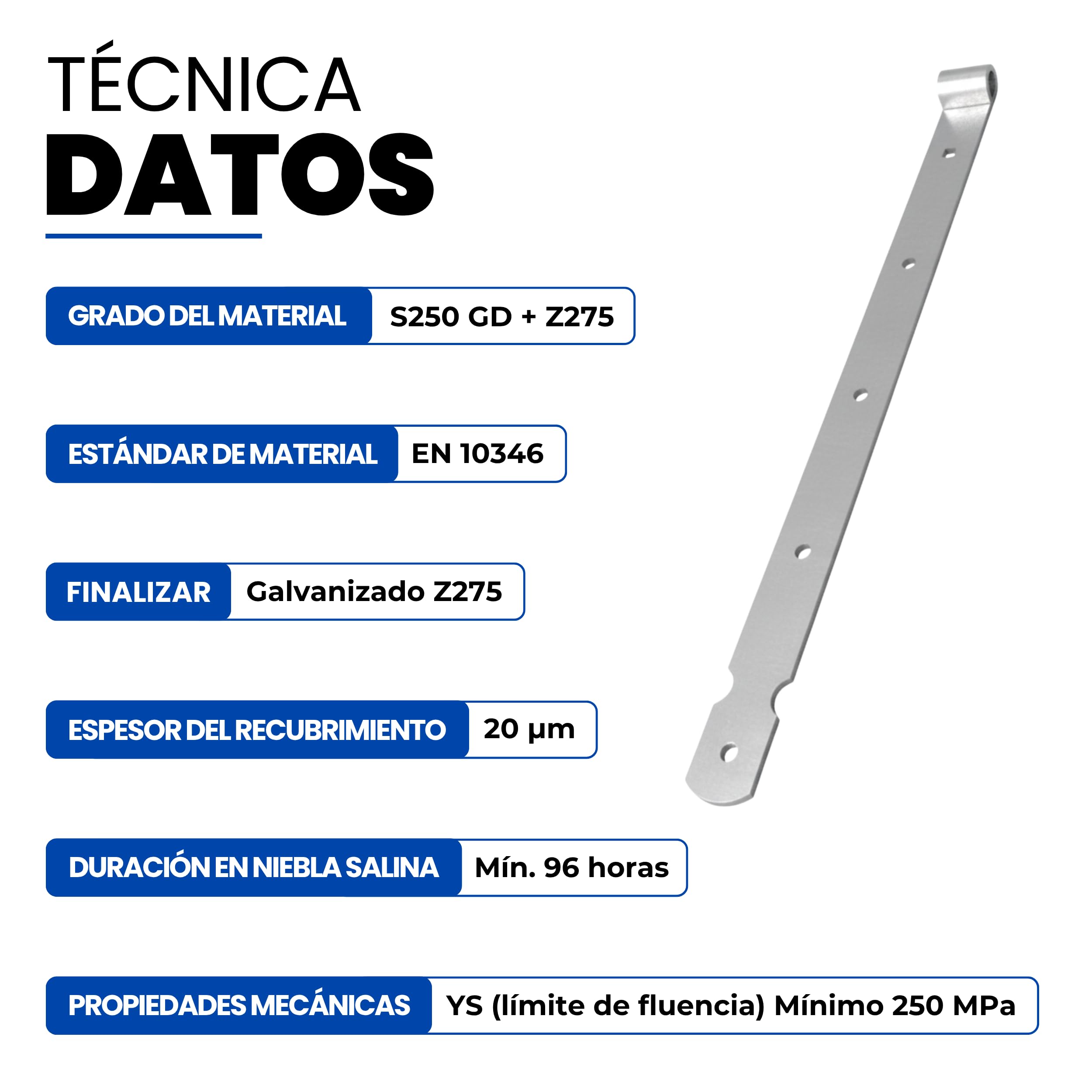 GEZU IMPEX Bisagra de Puerta 600 mm Electrogalvanizada Set de 6 Bisagras de Correa de Alta Resistencia con Bandas de Gancho