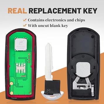 Keyecu OEM Board Keyless Entry Smart Key Fob Replacement for 2014-2019 Mazda 3 & 6 MX-5 Miata Remote Car Keyfob 4-Buttons (FCC ID: WAZSKE13D01, P/N: GJY9-67-5DY)